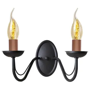 Luminosa Malbo Candle Wall Lamp Black, Copper 32cm