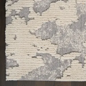 Ivory Grey Abstract Modern Easy to clean Rug for Bedroom & Living Room-66 X 229cm (Runner)