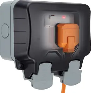 BG 13A Grey 2 gang Outdoor Weatherproof switched socket