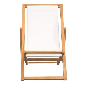 Berkfield Deck Chair Teak 56x105x96 cm Cream