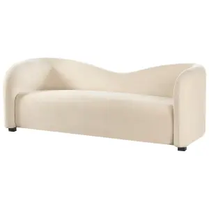 Curved Velvet Sofa Off-White VELTADA