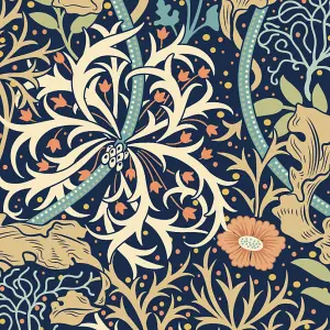 Hoopla Walls Seaweed Garden Navy Blue Smooth Matt Wallpaper