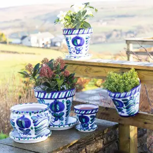 Granada Hand Painted White Set of 3 Outdoor Garden Classic Pots (D) 16-29cm