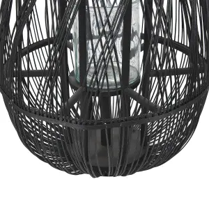 Beliani Rustic Lantern TONGA Wood Black