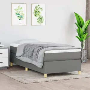 Berkfield Box Spring Bed Frame Dark Grey 90x190 cm 3FT Single Fabric