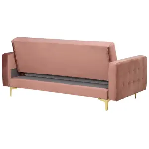 3 Seater Sofa ABERDEEN Pink Velvet