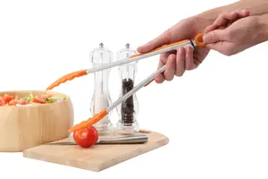 Maison by Premier Zing Orange Silicone And Stainless Steel Tongs