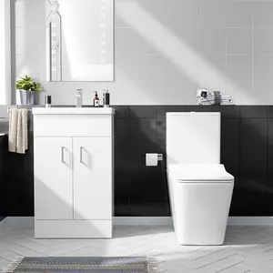 Nes Home 500mm Basin Vanity & Rimless Close Coupled Modern Toilet White