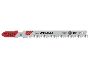 BOSCH T102BF Clean for P M M A Jigsaw Blades (3/Pack) (To Fit: Bosch PST, GST, EasySaw & UniversalSaw Jigsaw Models)