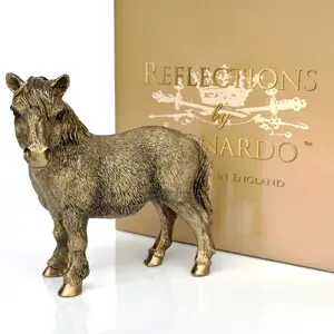 Shetland Pony figurine from the Leonardo Reflections Bronzed range, gift boxed.