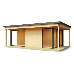 Lasita Domeo 3 V2 with Veranda Garden Office - 8.9m x 5.9m - Two Room Modern Summer House Double Glazed