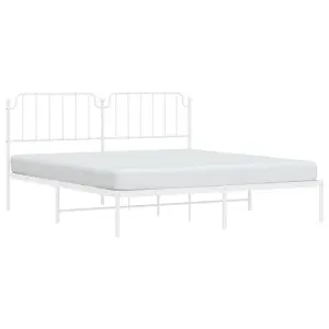 Berkfield Metal Bed Frame without Mattress with Headboard White 180x200cm