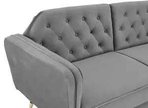 Whitby Velvet Fabric Sofa Bed 3 Seater Padded Suite Click Clack Luxury Recliner Sofabed, Dark Grey