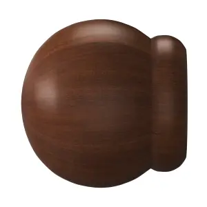 Satin Brown Walnut effect Non extendable Ball Single curtain pole set, (L)1.5m (Dia)28mm