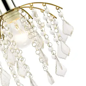 Traditional Waterfall Pendant Shade with Clear Acrylic Droplets and Gold Frame