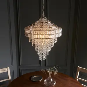 Luminosa Aversa Pendant Ceiling Light Bright Nickel Plate, Clear Crystal Glass