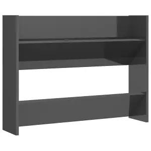 Wall Shoe Cabinet High Gloss Grey 80x18x60 cm Engineered Wood