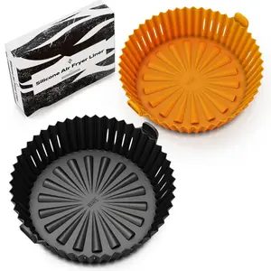 WAFE Round Air Fryer Liner for Tower and Ninja Air Fryer (Set of 2) Orange/Black