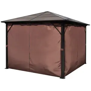 Berkfield Gazebo with Curtain Brown Aluminium 300 x 300 cm