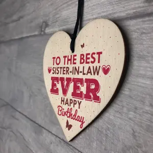 Red Ocean Handmade Best Sister In Law Wooden Heart Shabby Chic Birthday Gifts For Her Friendship Sign