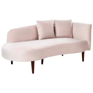 Right Hand Velvet Chaise Lounge Pink CHAUMONT