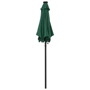 Berkfield Parasol with LED Lights Green 200x211 cm Aluminium