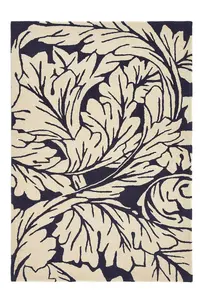 Floral Navy Modern Rug Easy to clean for Living Room and Bedroom-160cm X 230cm