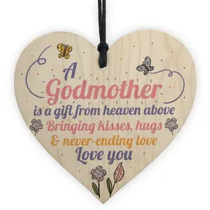 Red Ocean Godmother Asking Gifts Thank You Sign Wooden Heart Christening Godparent Godfather Friendship Gifts