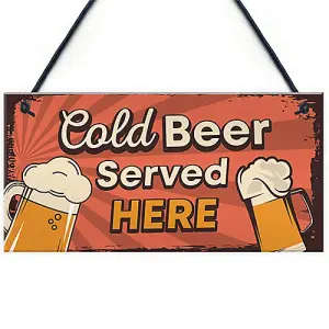 Red Ocean Bar Signs And Plaques Cold Served Here Novelty Bar Sign Man Cave Sign Gift