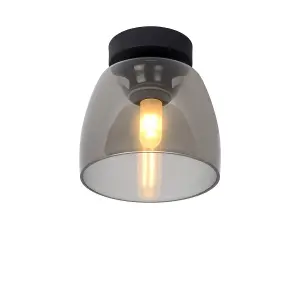 Lucide Tyler Retro Flush Ceiling Light Bathroom 16,1cm - 1xG9 - IP44 - Black