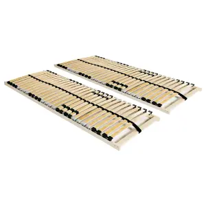 Berkfield Slatted Bed Bases 2 pcs with 28 Slats 7 Zones 90x200 cm