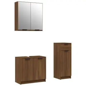 Berkfield 3 Piece Bathroom Cabinet Set Brown Oak Engineered Wood