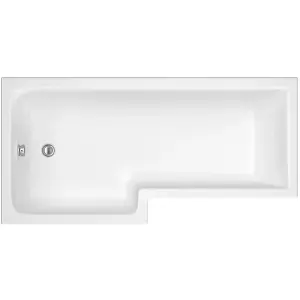 Dezine Cubo 1700 x 850mm L Shaped Left Hand Shower Bath with Panel and Bath Screen