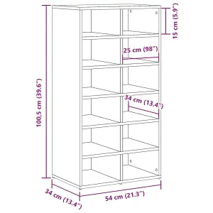 Berkfield Shoe Rack Old Wood 54x34x100.5 cm Engineered Wood