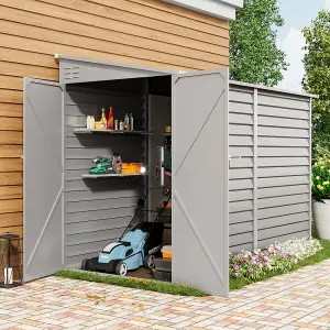 8.8 x 4.7 ft Pent Metal Garden Storage Shed Lean to Shed Motorcycle Shed with Lockable Door,White