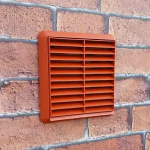 Kair Terracotta Louvred Wall Vent Grille 155mm External Dimension with 110mm x 54mm Rectangular Rear Spigot