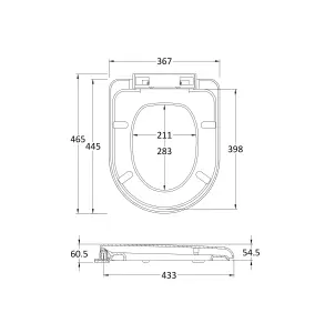 Standard D Shape Top Fix Soft Close - White