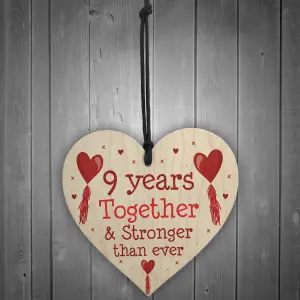 9th Anniversary Gift Wood Heart Perfect Gift For Husband And Wife Him Her Keepsake