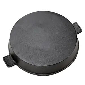 27cm Dia Black Frying Pans Round Cast Iron Grill Pan