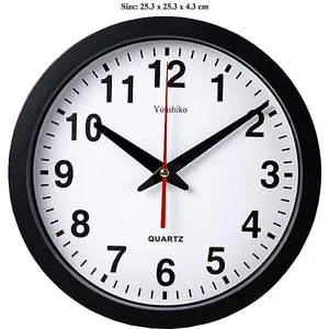 Stylish Black & White Bold Classic Quartz Wall Clock Non Ticking Silent