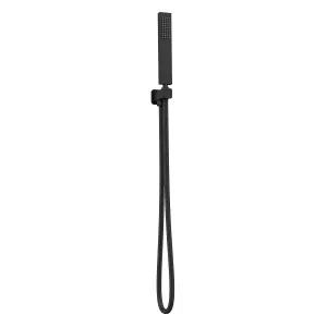 Alberto Matt Black Square Single Function Shower Handset with Holder