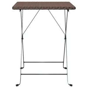 Berkfield Folding Bistro Table Brown 55x54x71 cm Poly Rattan