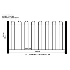 COURA Hoop Top Garden Fence Panel 1830mm GAP x 950mm High CRZP01