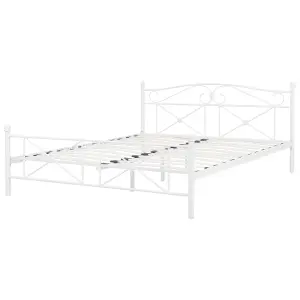 Metal EU Double Size Bed White RODEZ