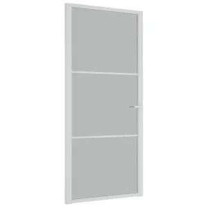 Berkfield Interior Door 93x201.5 cm White Matt Glass and Aluminium