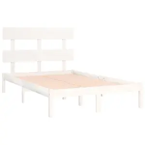 Berkfield Bed Frame White Solid Wood 120x200 cm