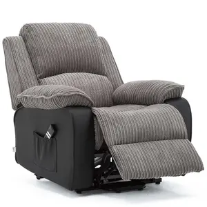 Postana Dual Motor Electric Rise Recliner Jumbo Cord Fabric Armchair Electric Lift Riser Chair (Grey)