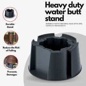 Black Water Butt Stand for Rain Water Collectors (31 cm x 52 cm) - Sturdy Waterbutt Stand for Garden, Supports Large Water Tanks