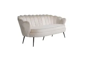 Calais Sofa 3,seater , Beige Velvet