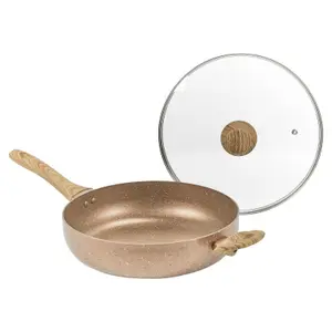 URBN CHEF 28cm Diameter Ceramic Rose Gold Induction Deep Saute Pan Cookware